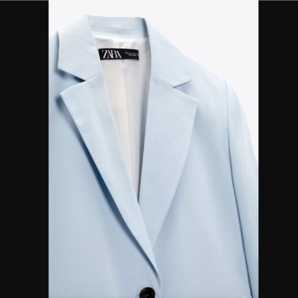 ZARA OVERSIZED STRAIGHT CUT BLAZER LIGHT BLUE Size XS - Picture 13 of 15